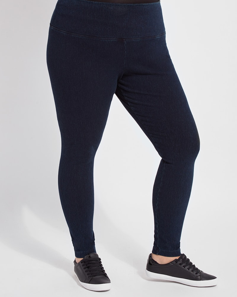 Front of a model wearing a size 1X Denim Straight Leg in Indigo by Lysse. | dia_product_style_image_id:299105